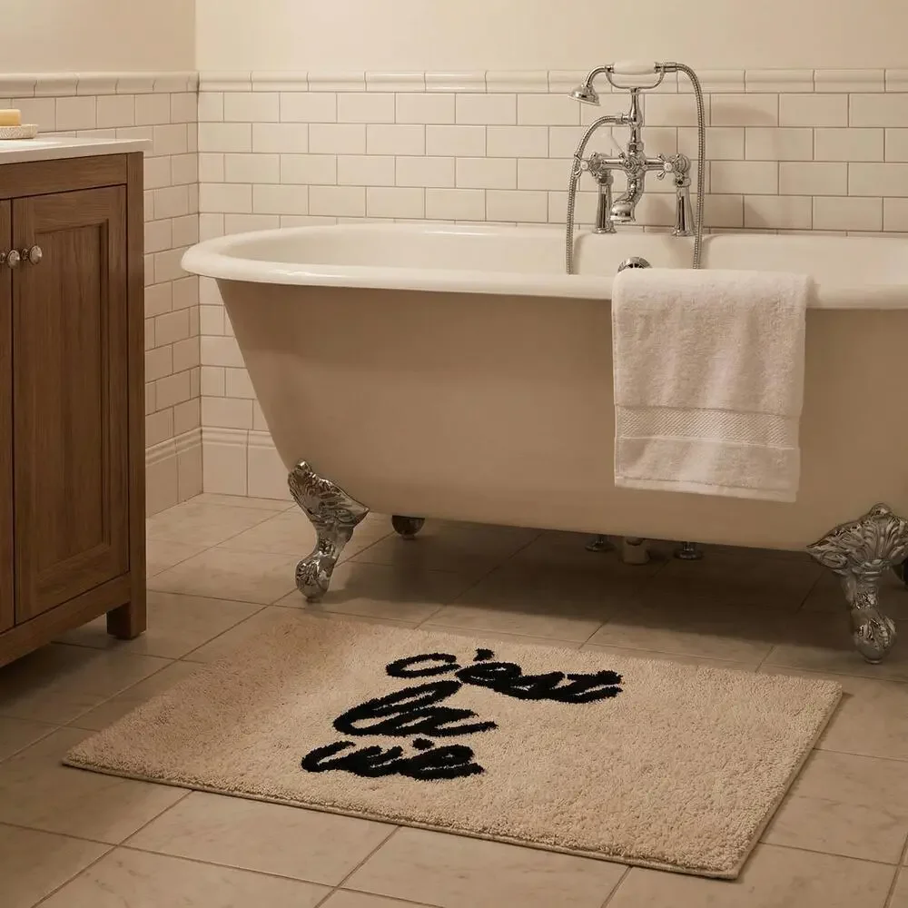 Set of 2 C'est la Vie Bath Mat | Soft Bathroom Rug | 20